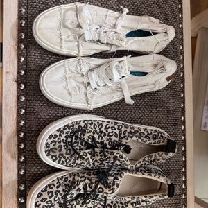 White and Leopard Print Sneakers
